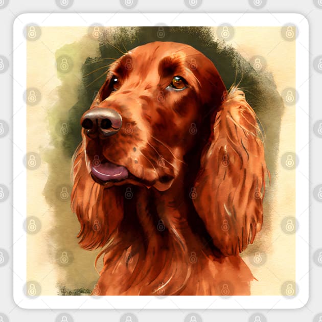 Irish Setter Watercolor Portrait Magnet by designs4days